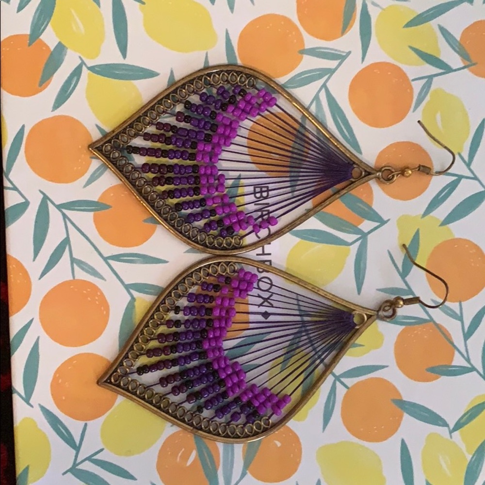 Purple fan earrings 💜